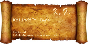 Kolimár Imre névjegykártya